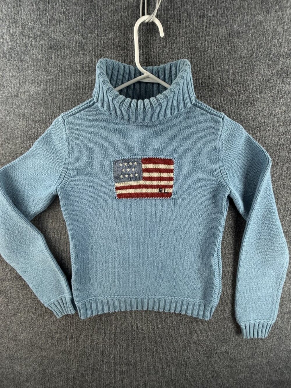 Polo Jeans Ralph Lauren Wool Cotton Blend Turtleneck Blue Women Knit Sweater